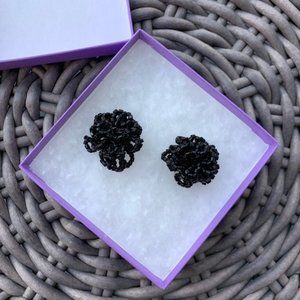 Vintage Clip-On Black Beaded Earrings